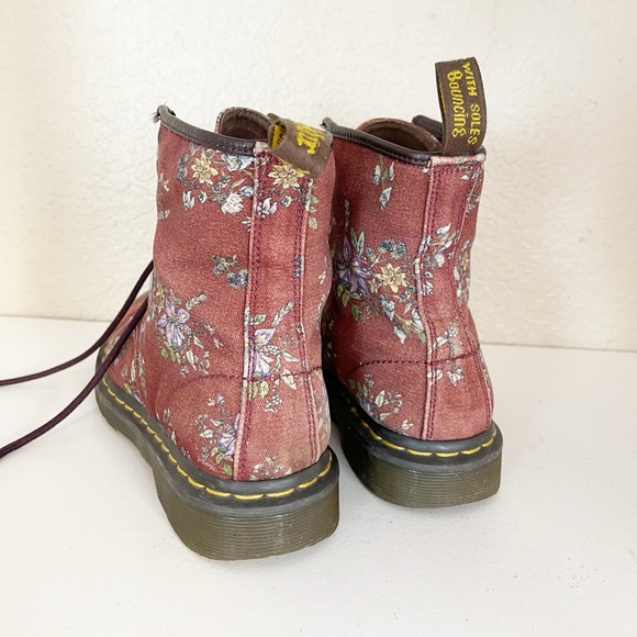 Dr. Martens Red Floral Lace Up Boots - Picture 6 of 10